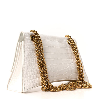 Balenciaga Extra Supple Calfskin Crocodile Embossed Small Crush Chain Bag Optic White 3 of 10