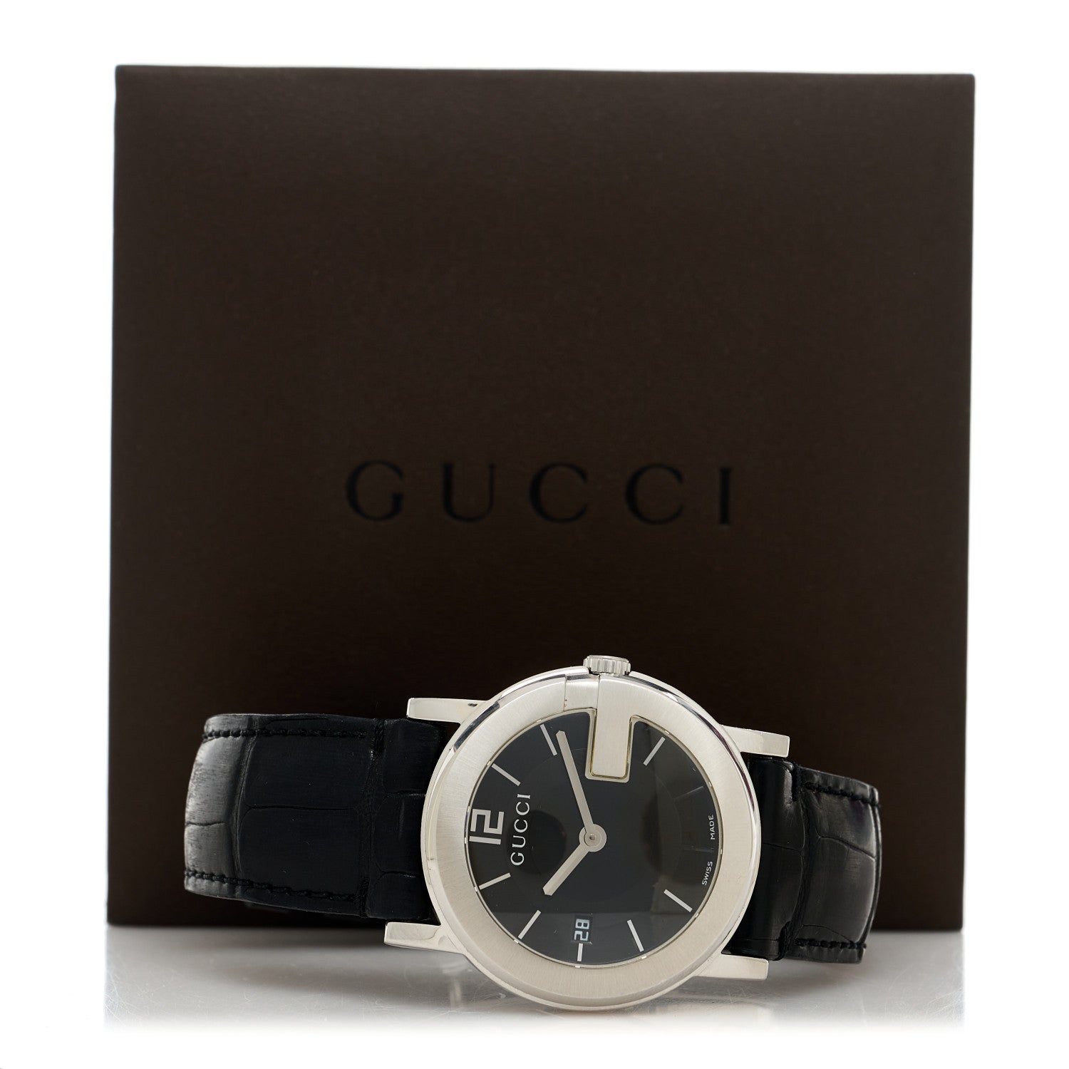Gucci Stainless Steel Alligator 36mm G-Round Quartz Watch Black 5 of 5