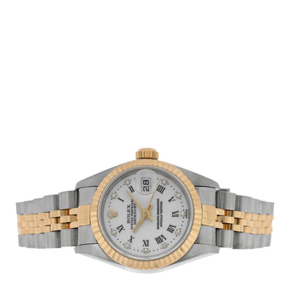 Rolex Stainless Steel 18K Yellow Gold Diamond 26mm Oyster Perpetual Datejust Watch White Roman 69173 2 of 4