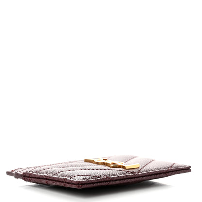 Saint Laurent Grain De Poudre Matelasse Chevron Cassandre Credit Card Case Bordeaux 4 of 7