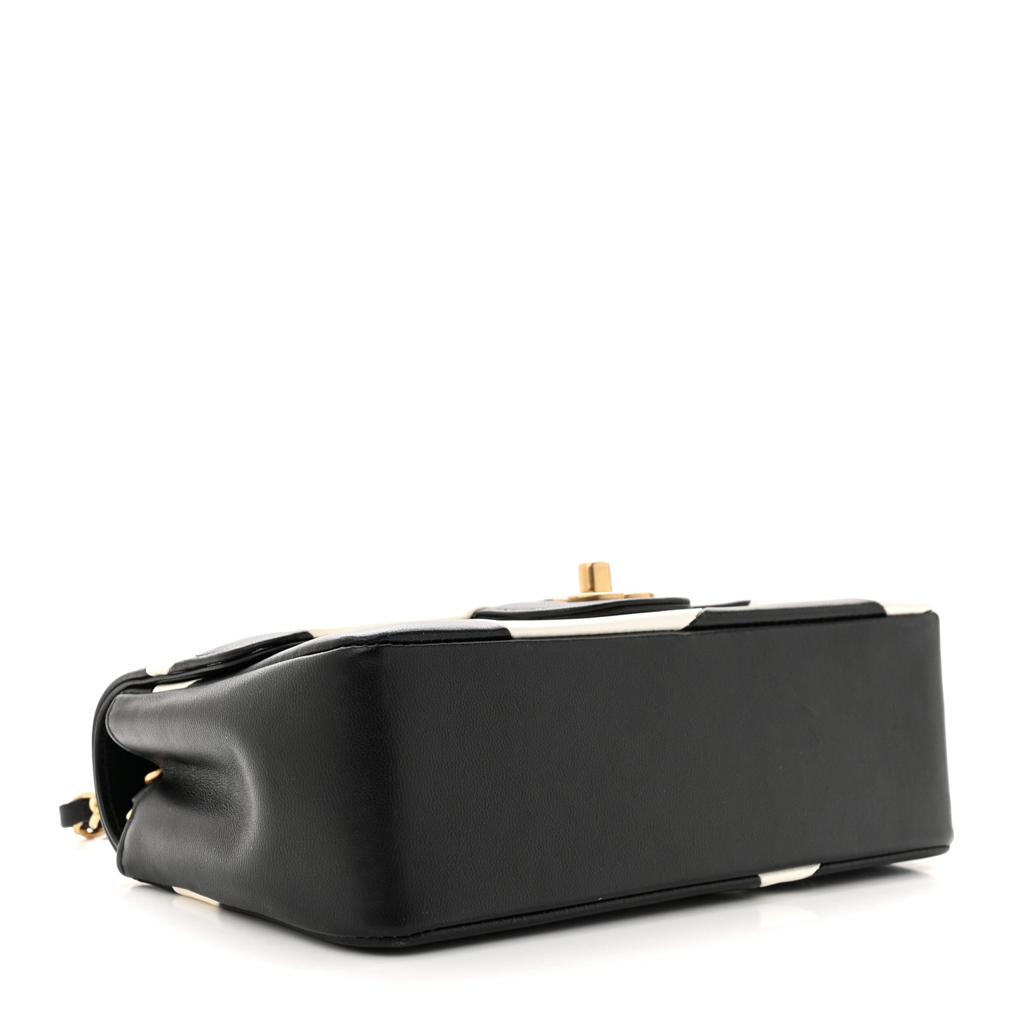 Lambskin Geometric Patchwork Mini Flap Black White