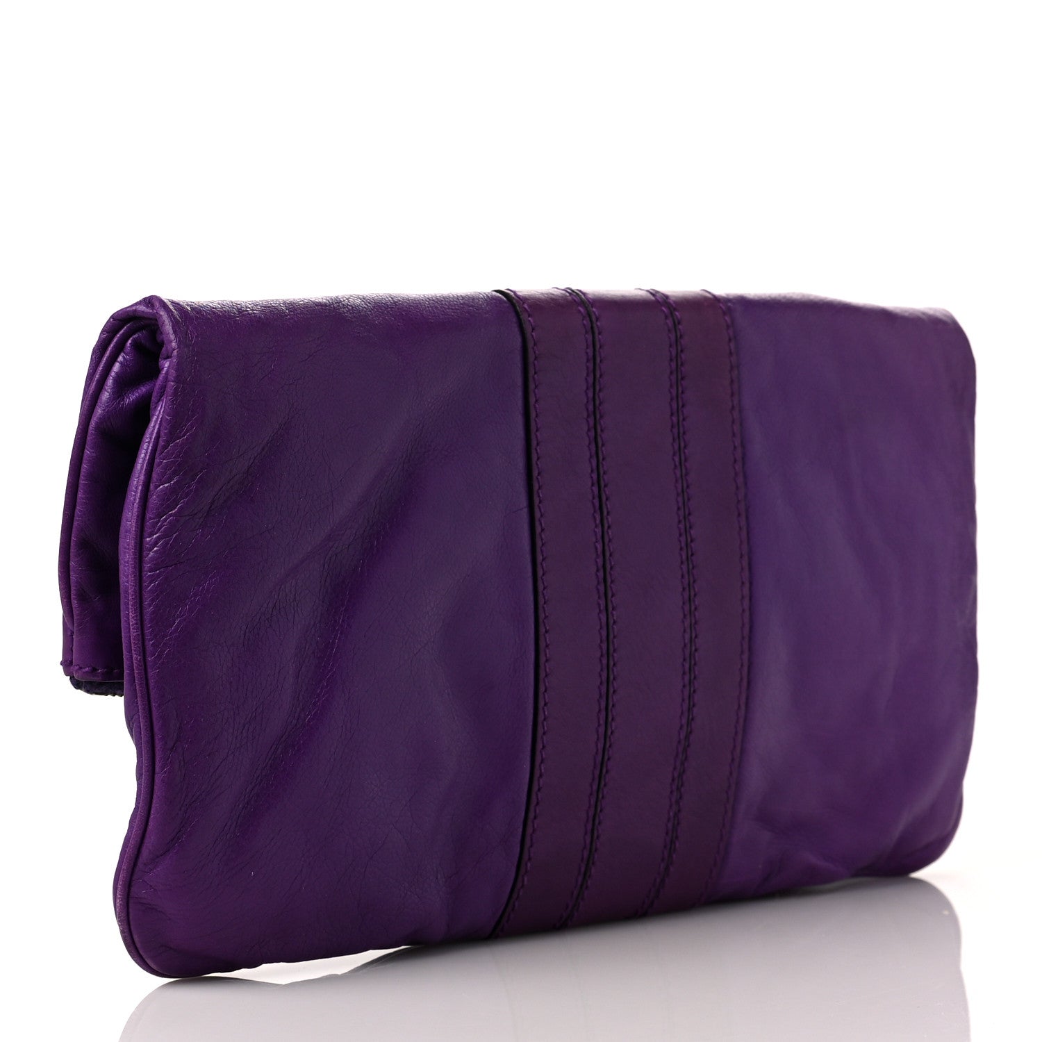Gucci Calfskin Lucy Folded Clutch Purple 3 of 7