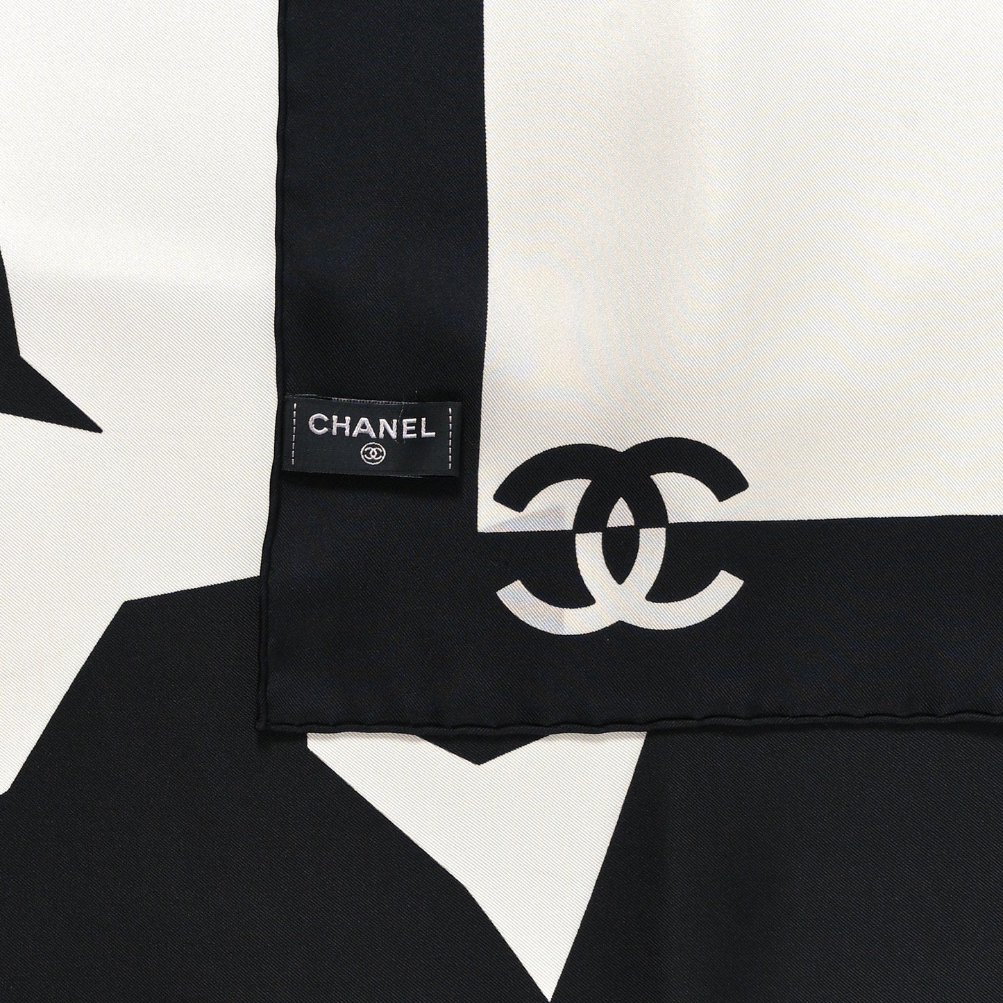 Silk Coco CC Square Scarf Black Ivory