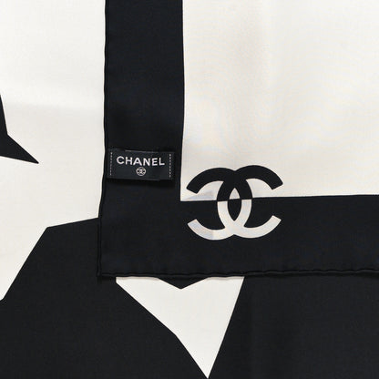 Chanel Silk Coco CC Square Scarf Black Ivory 2 of 2