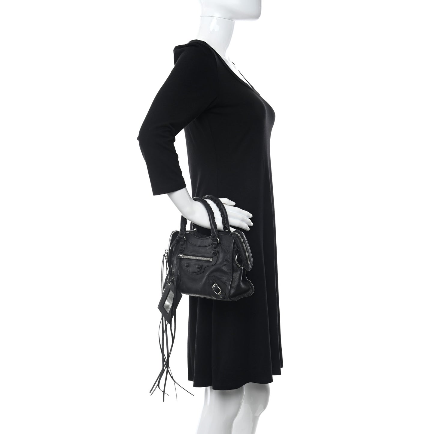 Matte Goatskin Rubber Covered Classic Hardware Mini City Black