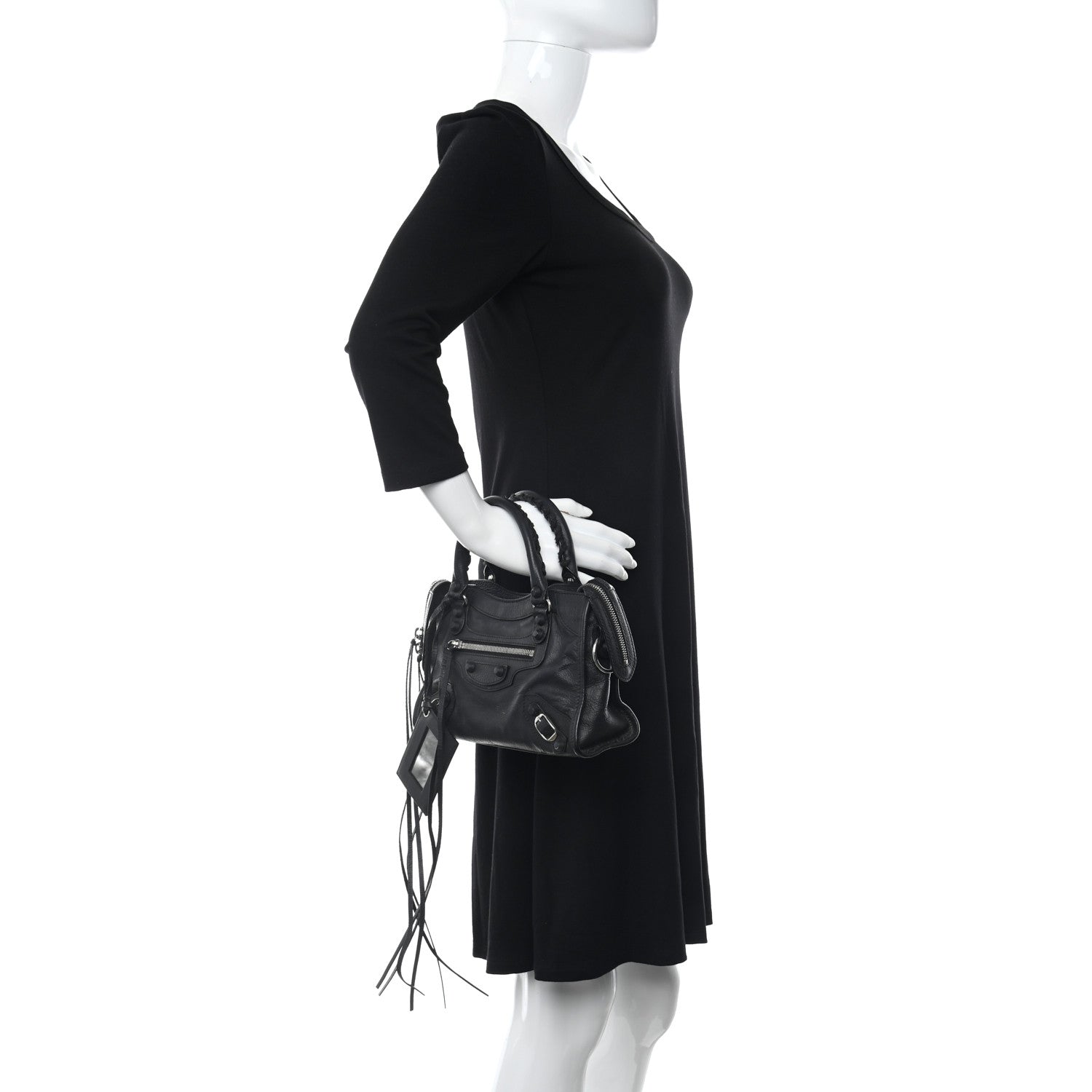 Balenciaga Matte Goatskin Rubber Covered Classic Hardware Mini City Black 2 of 13