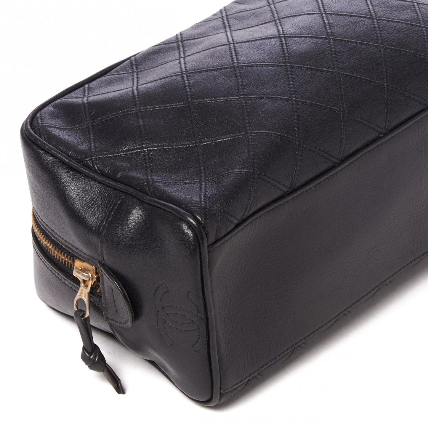 Calfskin Diamond Stitch Cosmetic Case