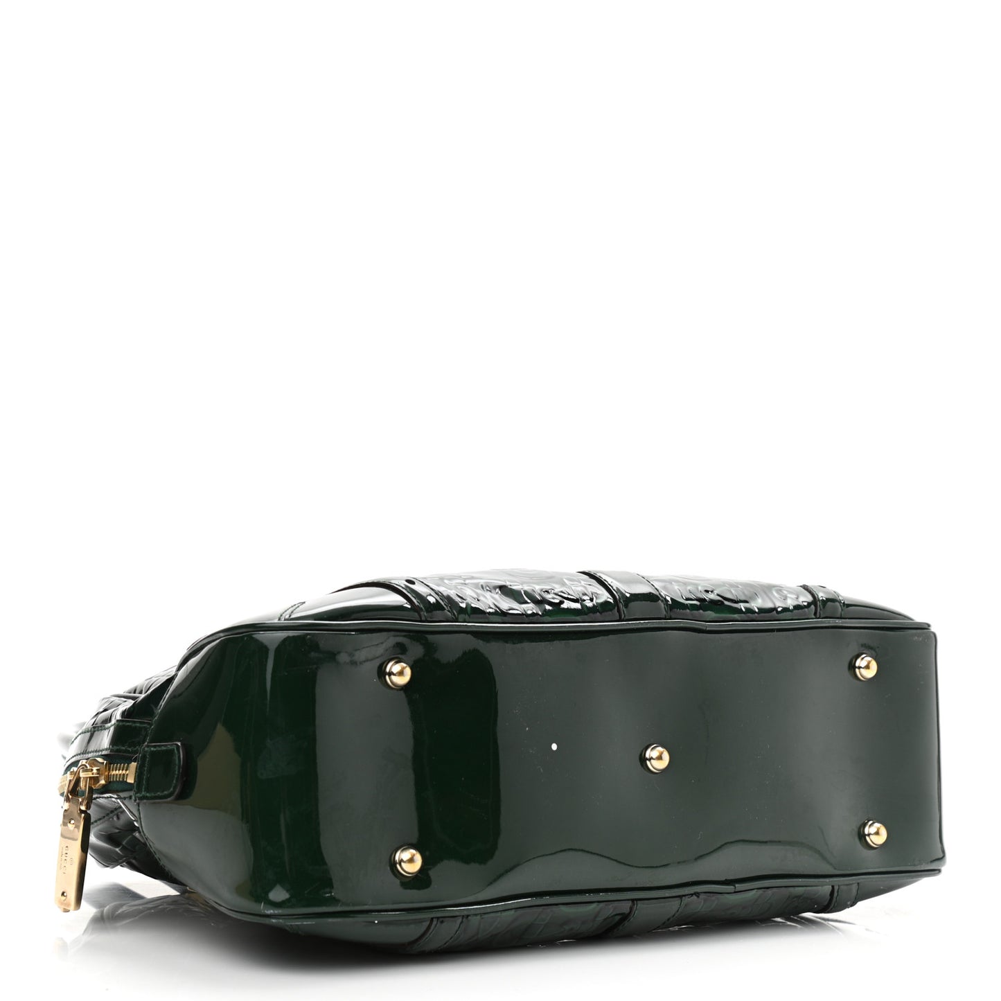 Patent Horsebit Glam Boston Tote Bag Green