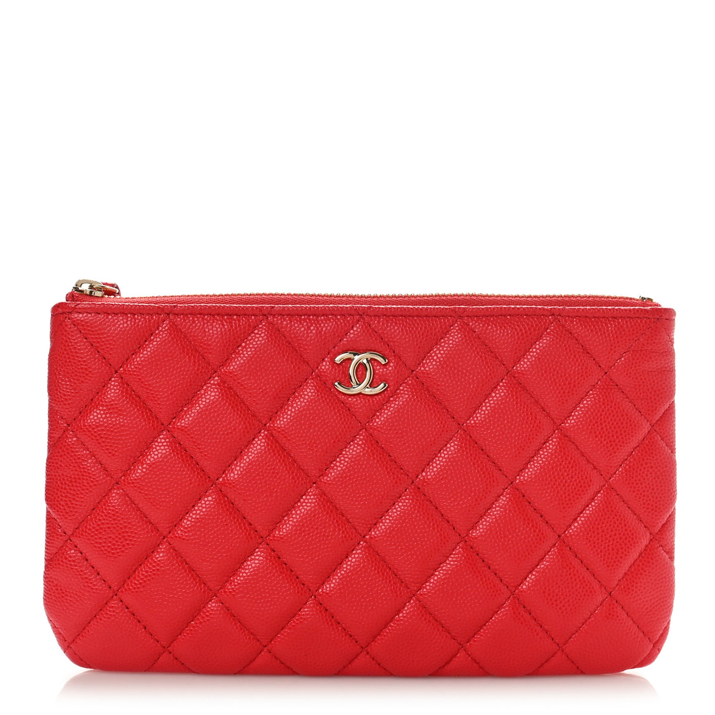 Shiny Caviar Quilted Cosmetic Case Red