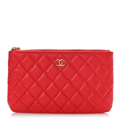 Chanel Shiny Caviar Quilted Cosmetic Case Red 2 of 19