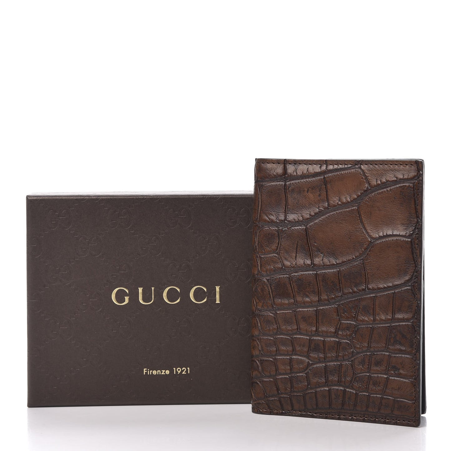 Crocodile Passport Case Brown
