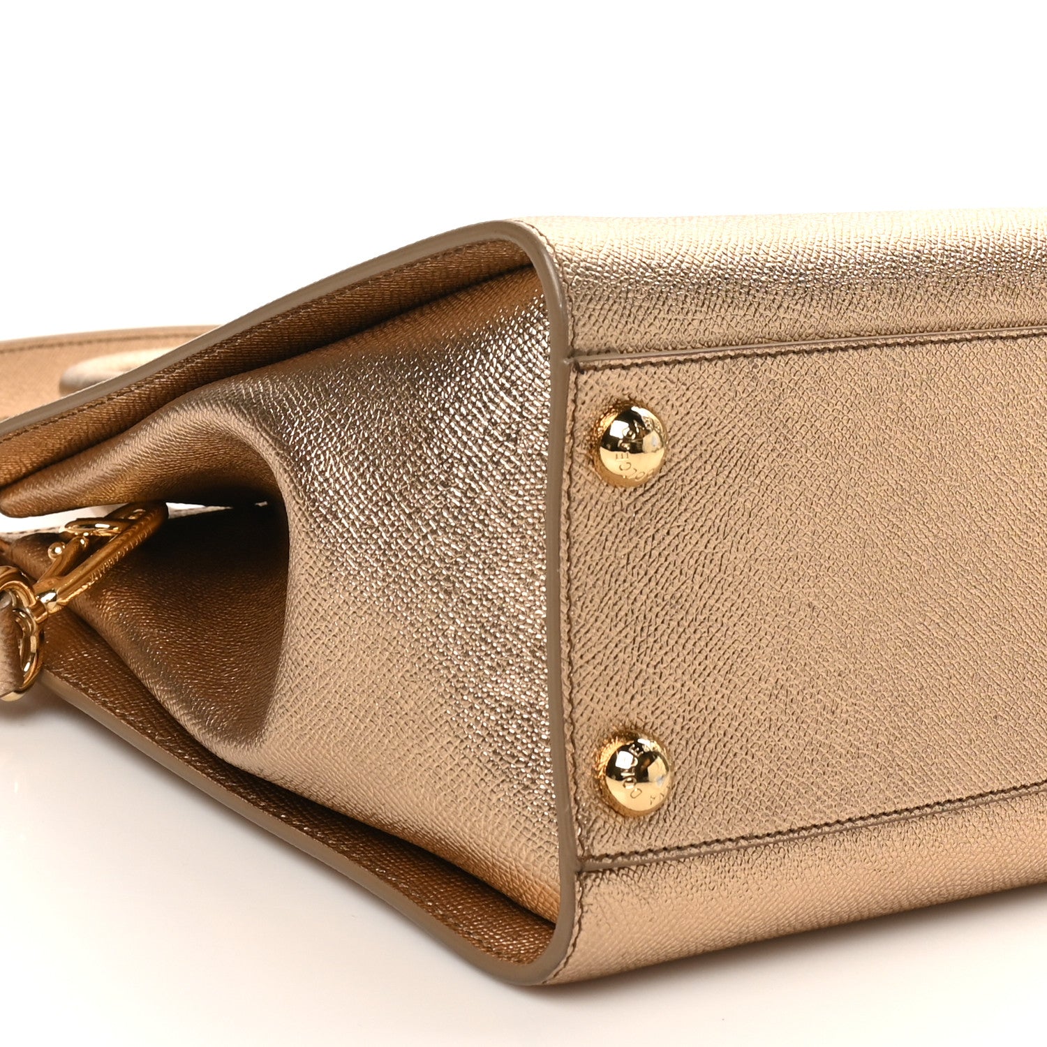 Dolce & Gabbana Metallic Dauphine Medium Frame Tote Gold 8 of 9