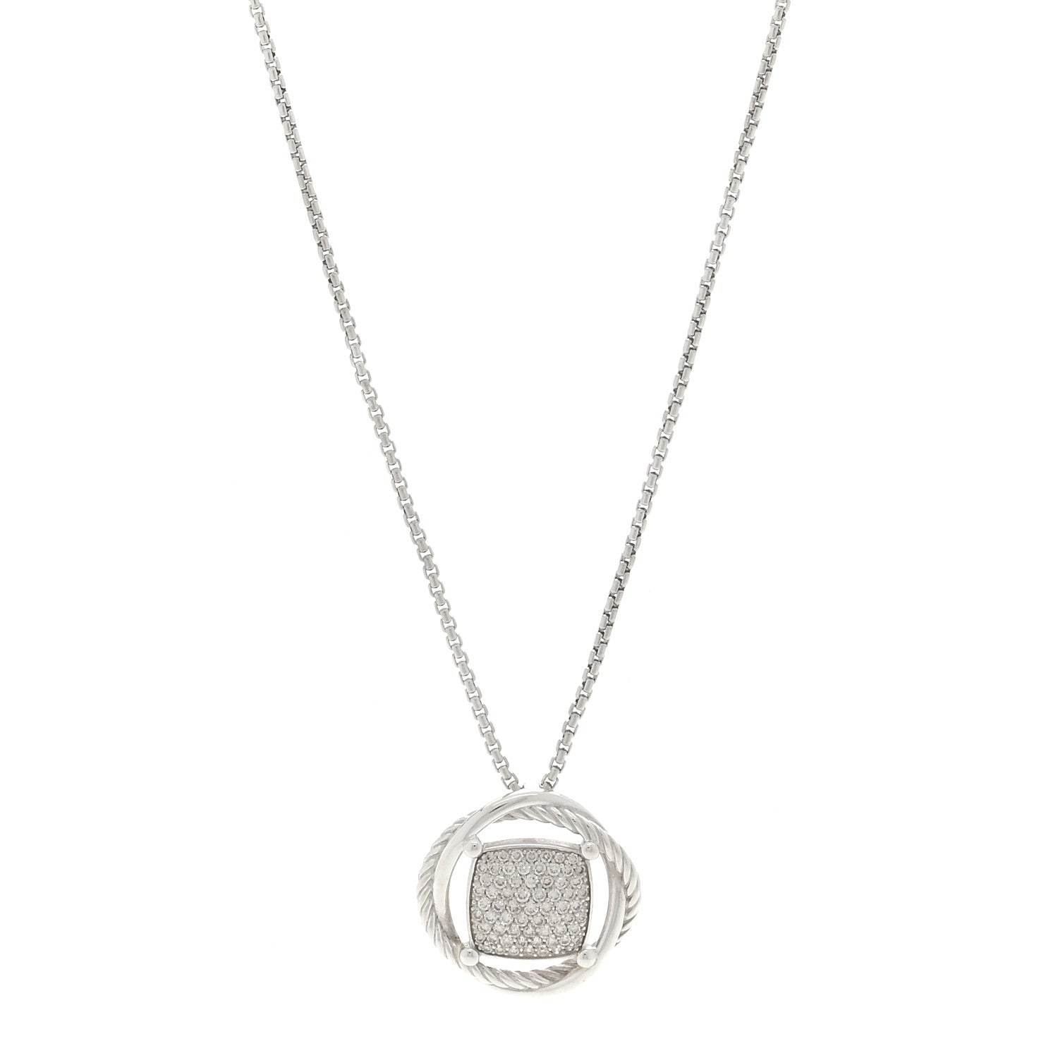David Yurman Sterling Silver Diamond 25mm Infinity Pendant Necklace 1 of 4