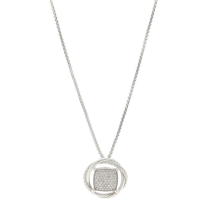 David Yurman Sterling Silver Diamond 25mm Infinity Pendant Necklace 1 of 4
