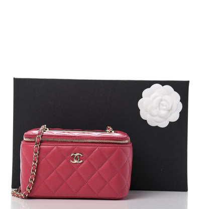 Chanel Lambskin Quilted Trendy Small Vanity Case With Chain Dark Pink 12 of 12