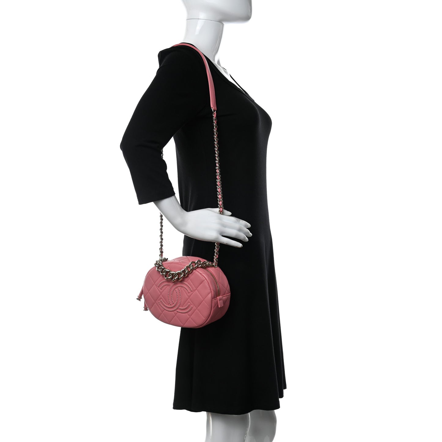 Lambskin Quilted Studded Camera Case Pink