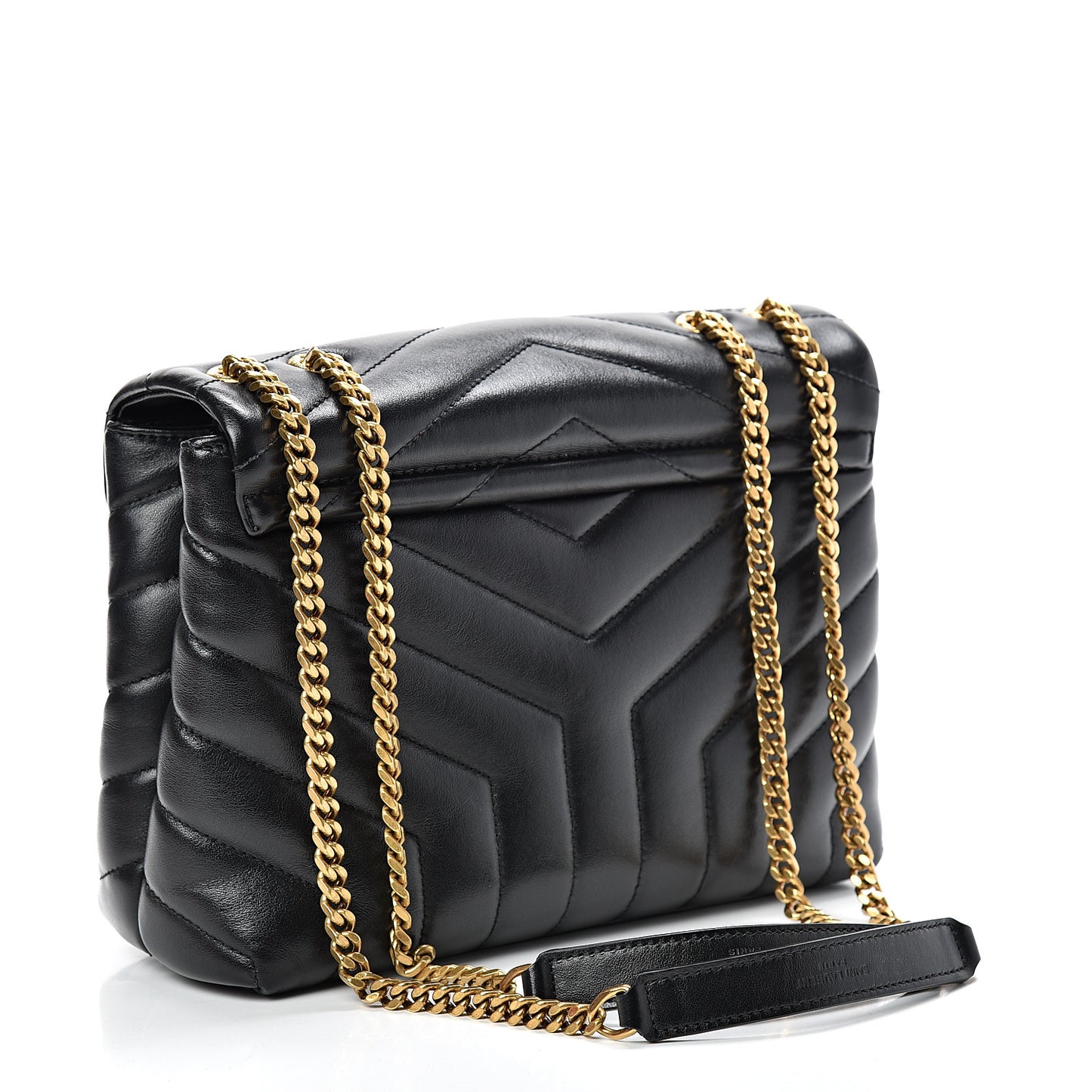 Calfskin Y Quilted Monogram Small Loulou Chain Satchel Black