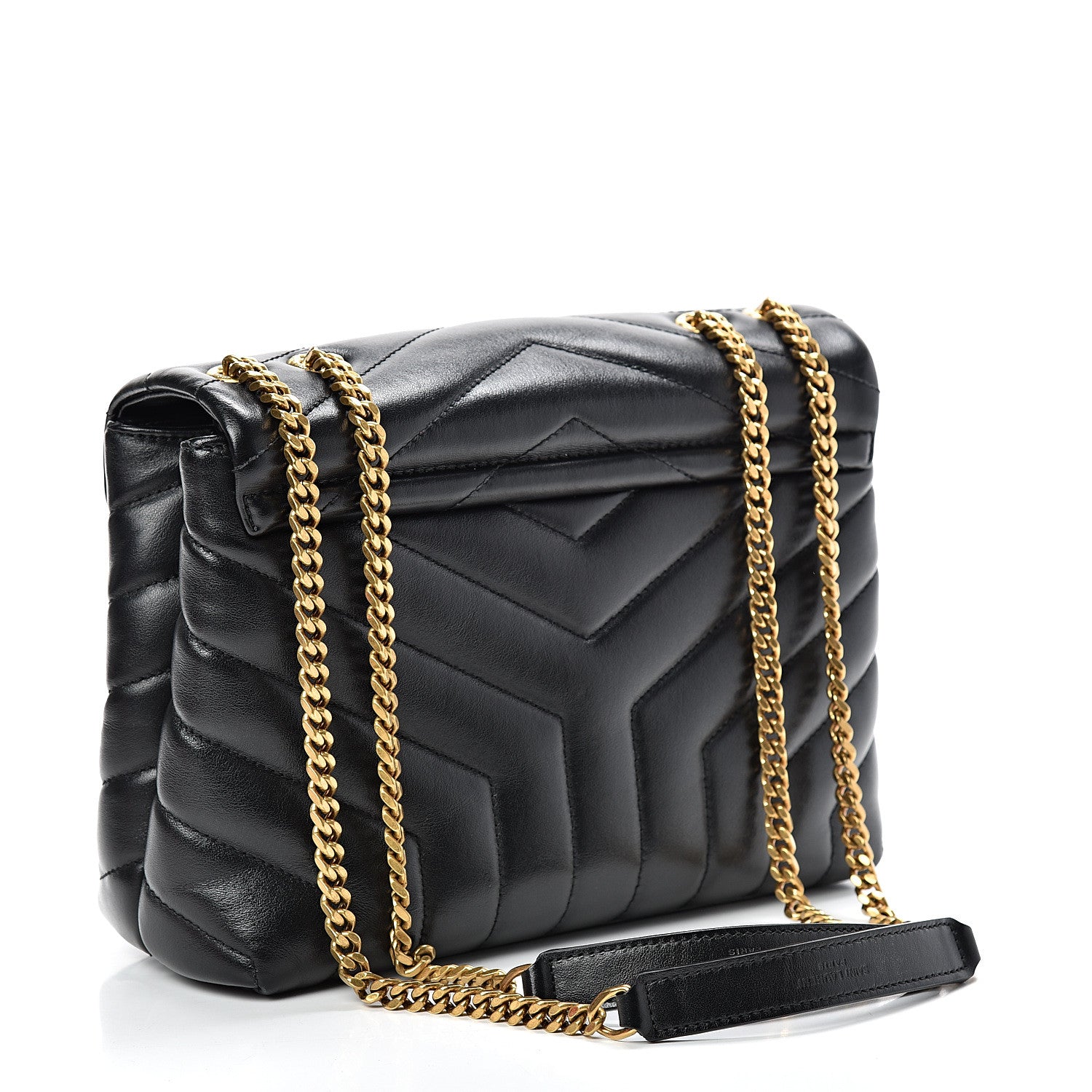 Saint Laurent Calfskin Y Quilted Monogram Small Loulou Chain Satchel Black 2 of 12