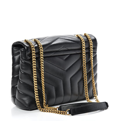 Saint Laurent Calfskin Y Quilted Monogram Small Loulou Chain Satchel Black 2 of 12