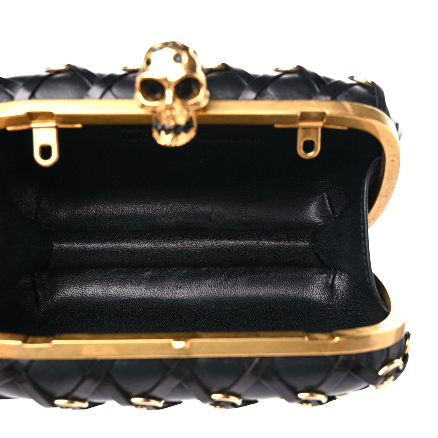 Alexander McQueen Calfskin Studded Skull Box Clutch Black 5 of 10