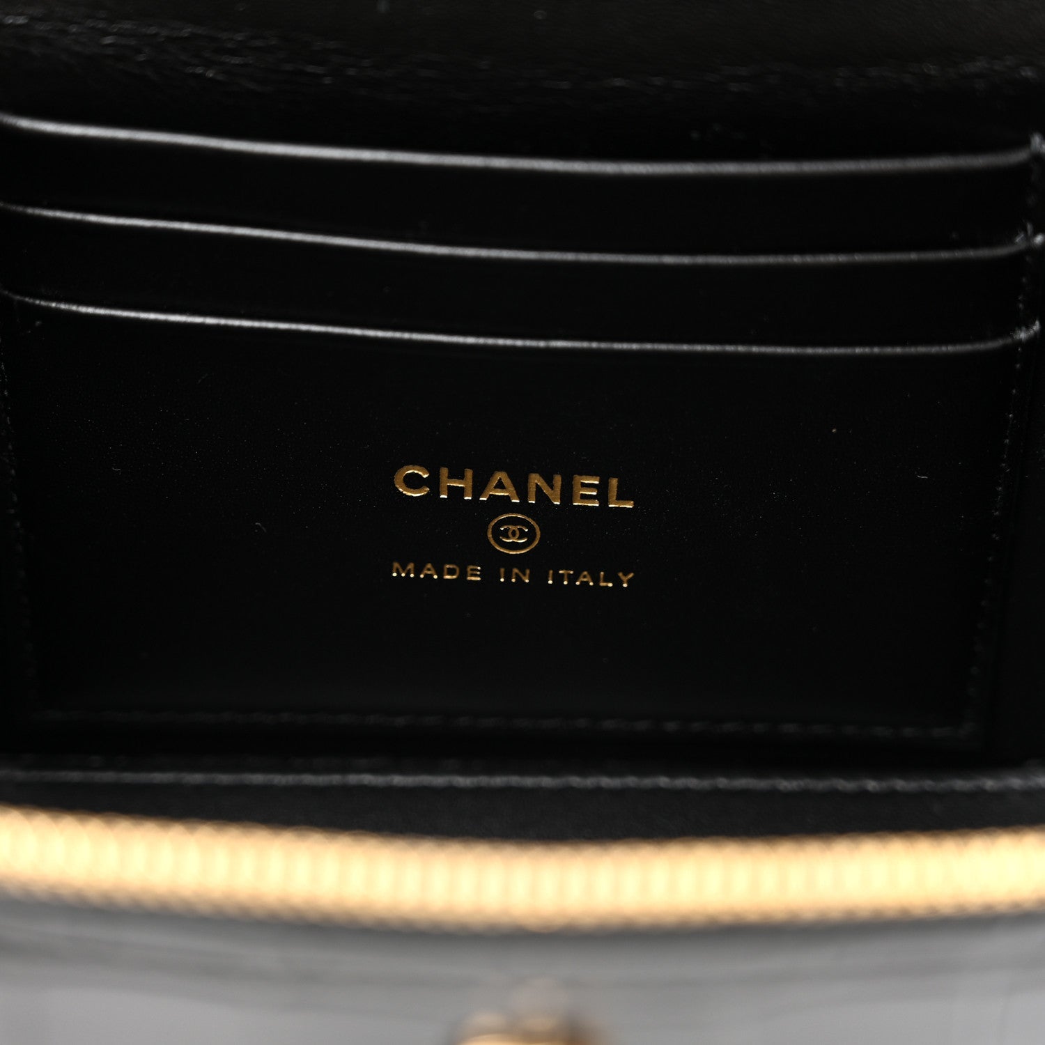 Chanel Calfskin Crocodile Embossed Exoticoco Small Top Handle Vanity Case With Chain Black 6 of 12
