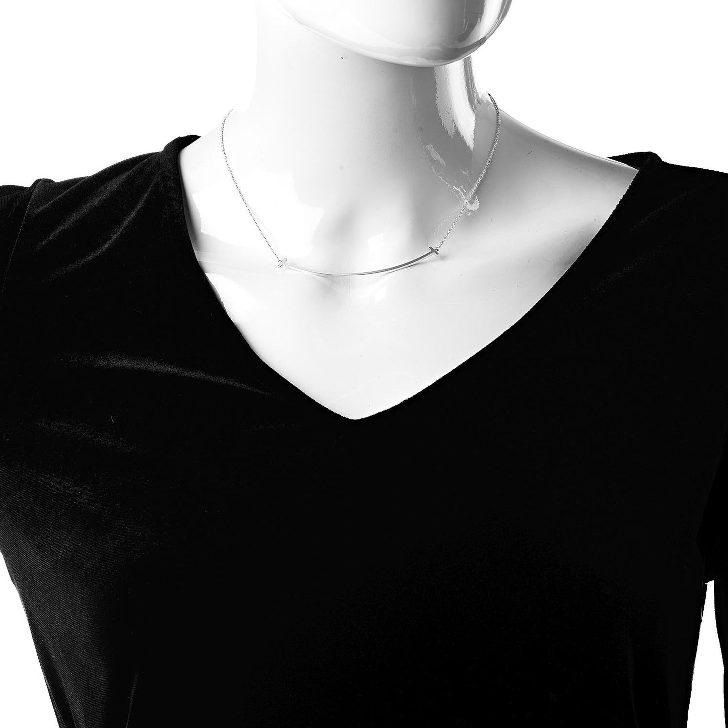 Sterling Silver Large T Smile Pendant Necklace
