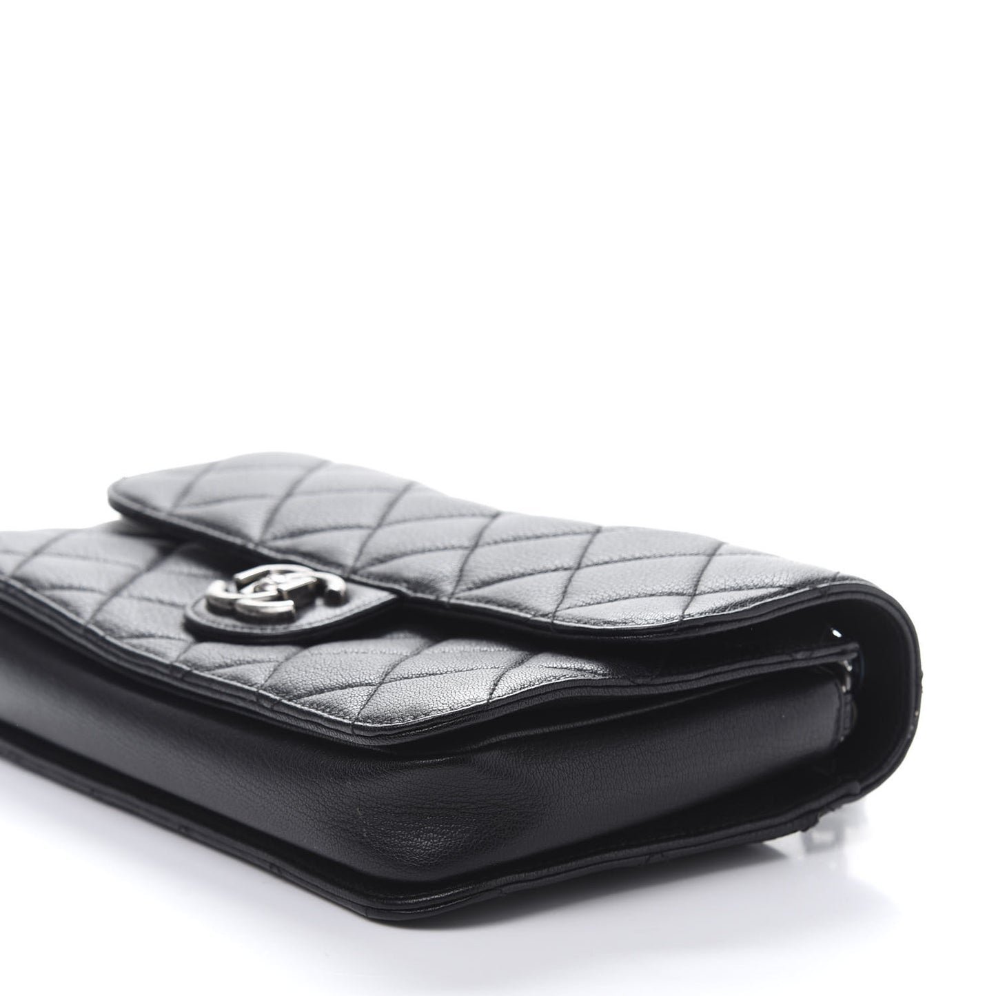 Goatskin Quilted Medium Perfect Edge Flap Black