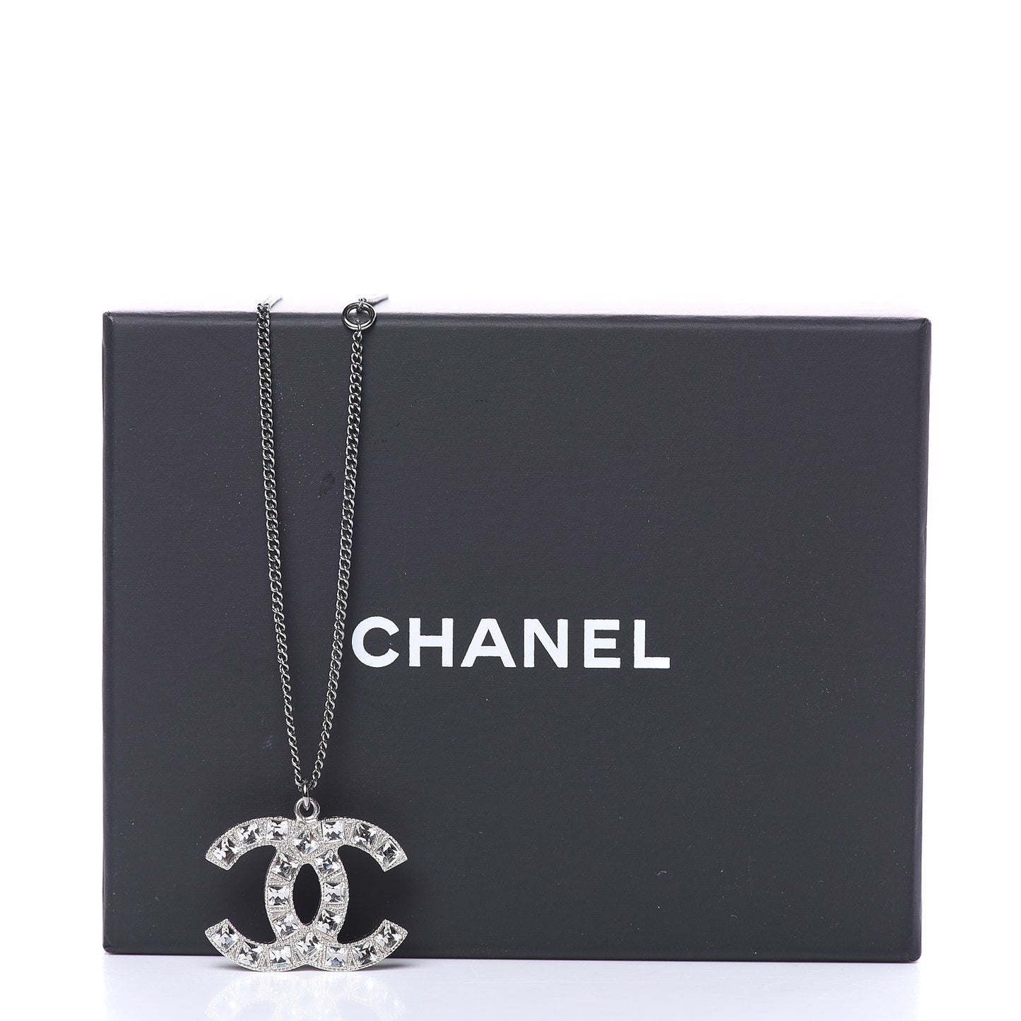 Crystal Large CC Necklace Silver
