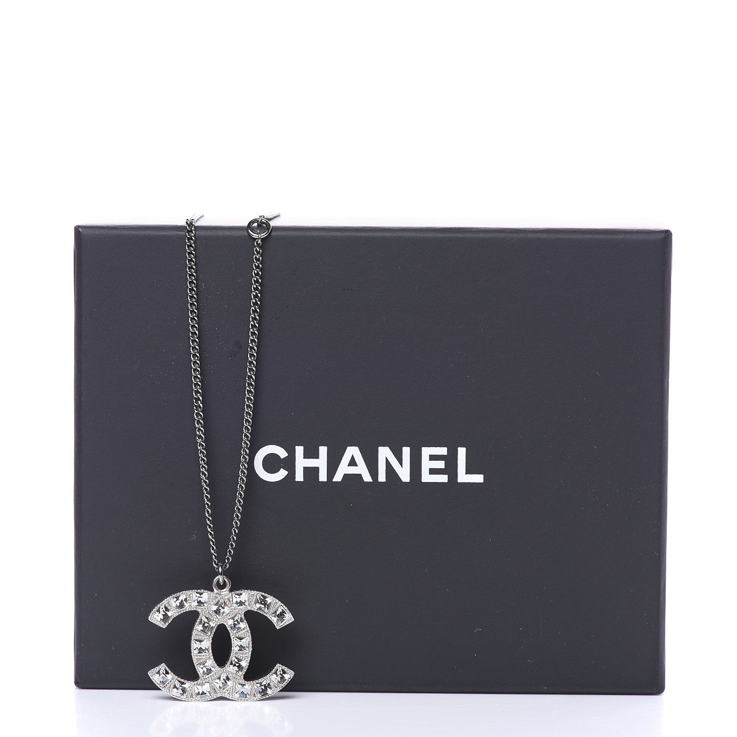 Chanel Crystal Large CC Necklace Silver 6 of 6