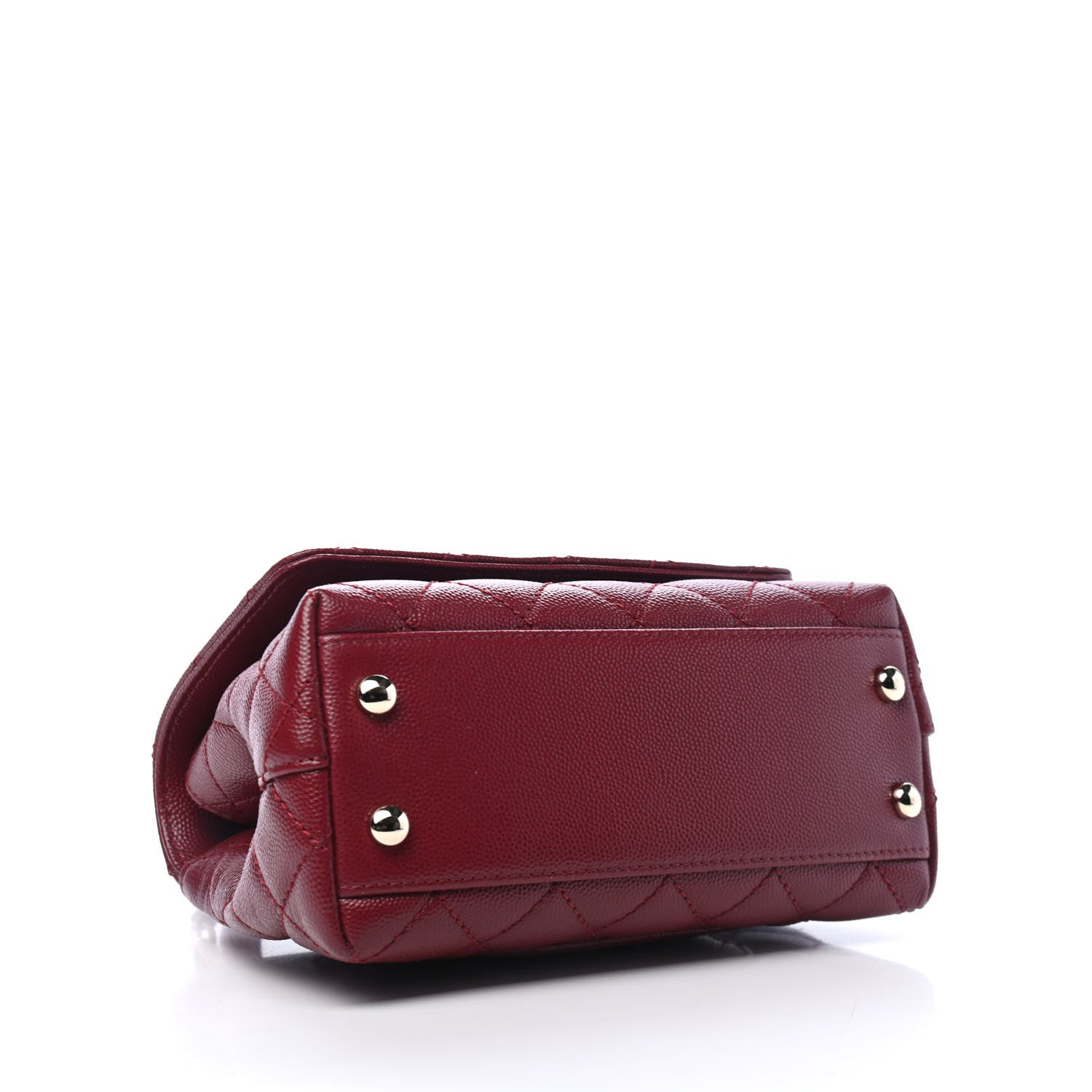 Chanel Caviar Quilted Lizard Embossed Extra Mini Coco Handle Flap Burgundy 3 of 4