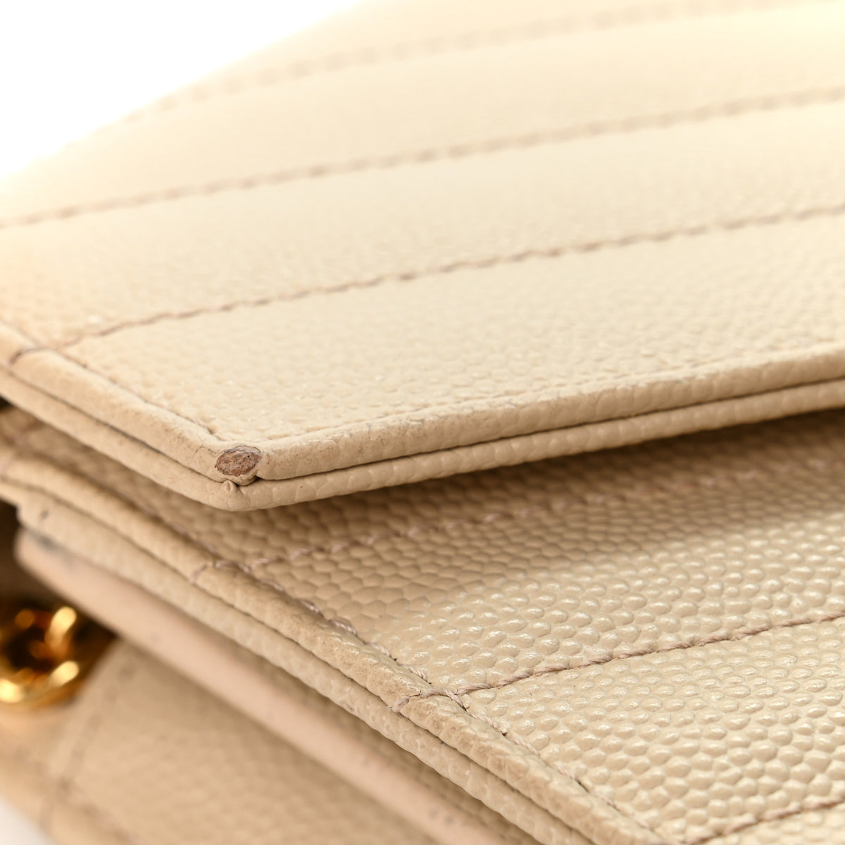 Grain De Poudre Matelasse Chevron Monogram Chain Wallet Nude Powder