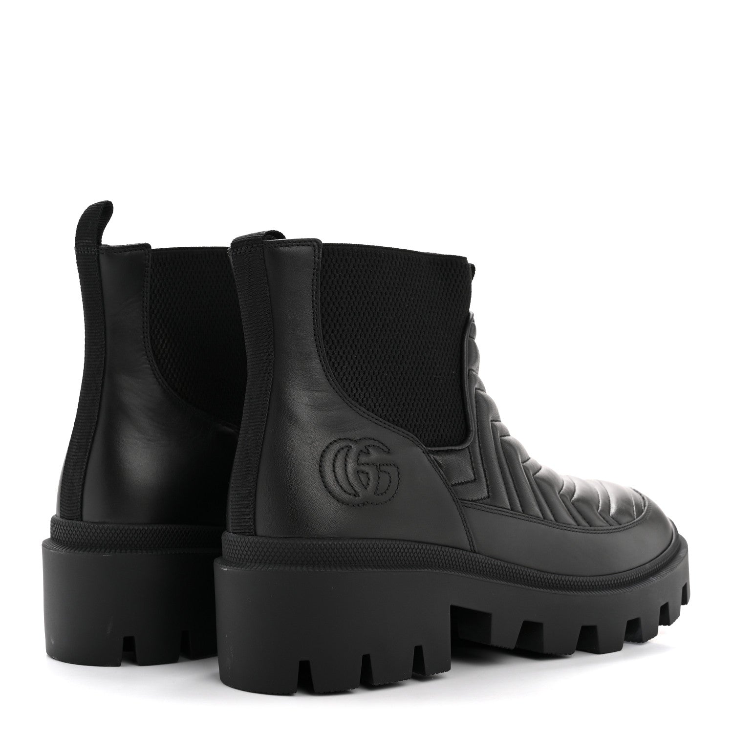 Gucci Calfskin Nappa Matelasse Frances Chelsea Boots 41 Black 5 of 10