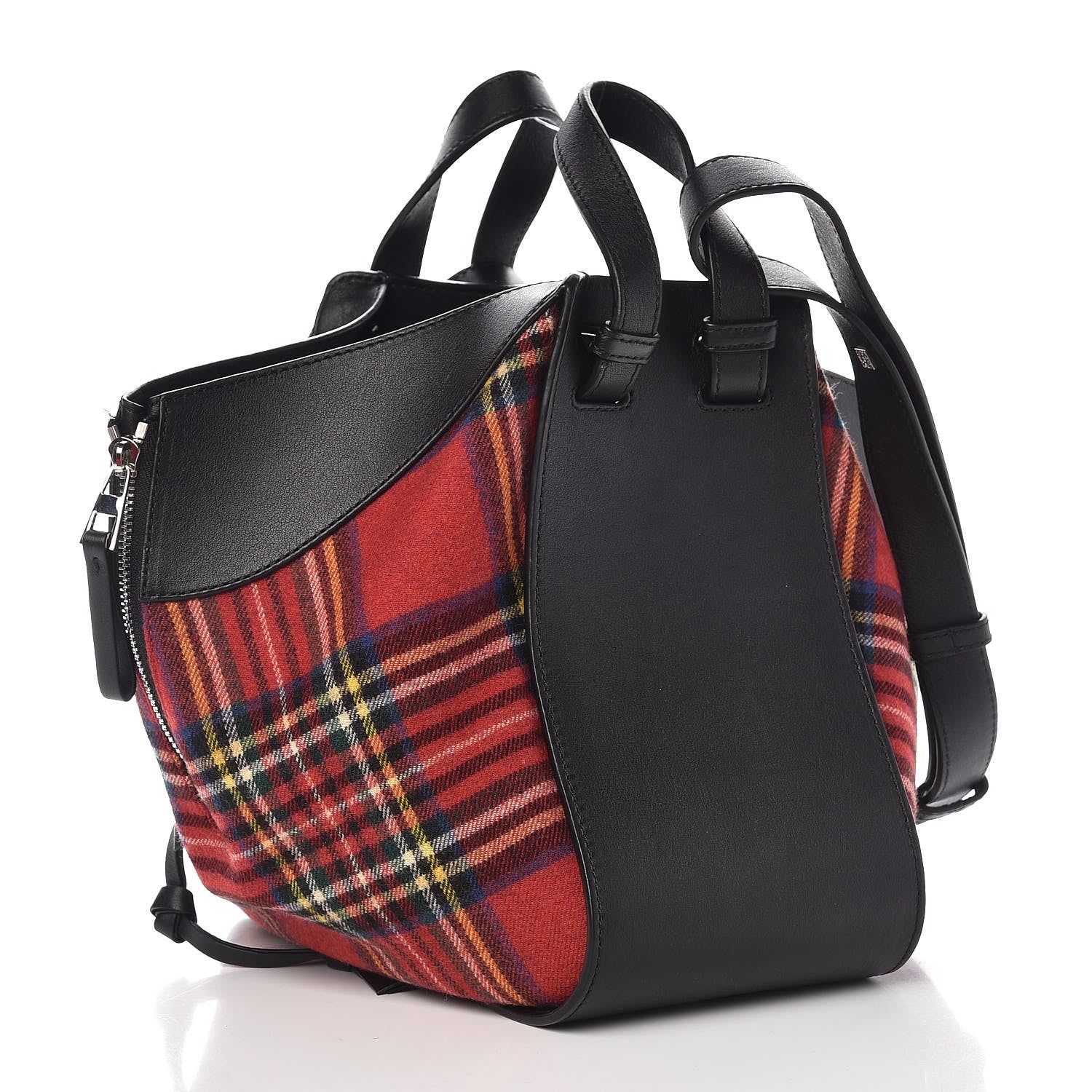 Loewe Wool Calfskin Small Hammock Shoulder Bag Black Red Tartan 4 of 9
