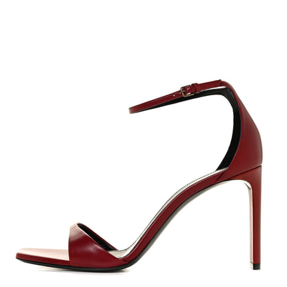 Saint Laurent Smooth Calfskin Bea Ankle Strap Sandals 40 Opyum Red 1 of 7