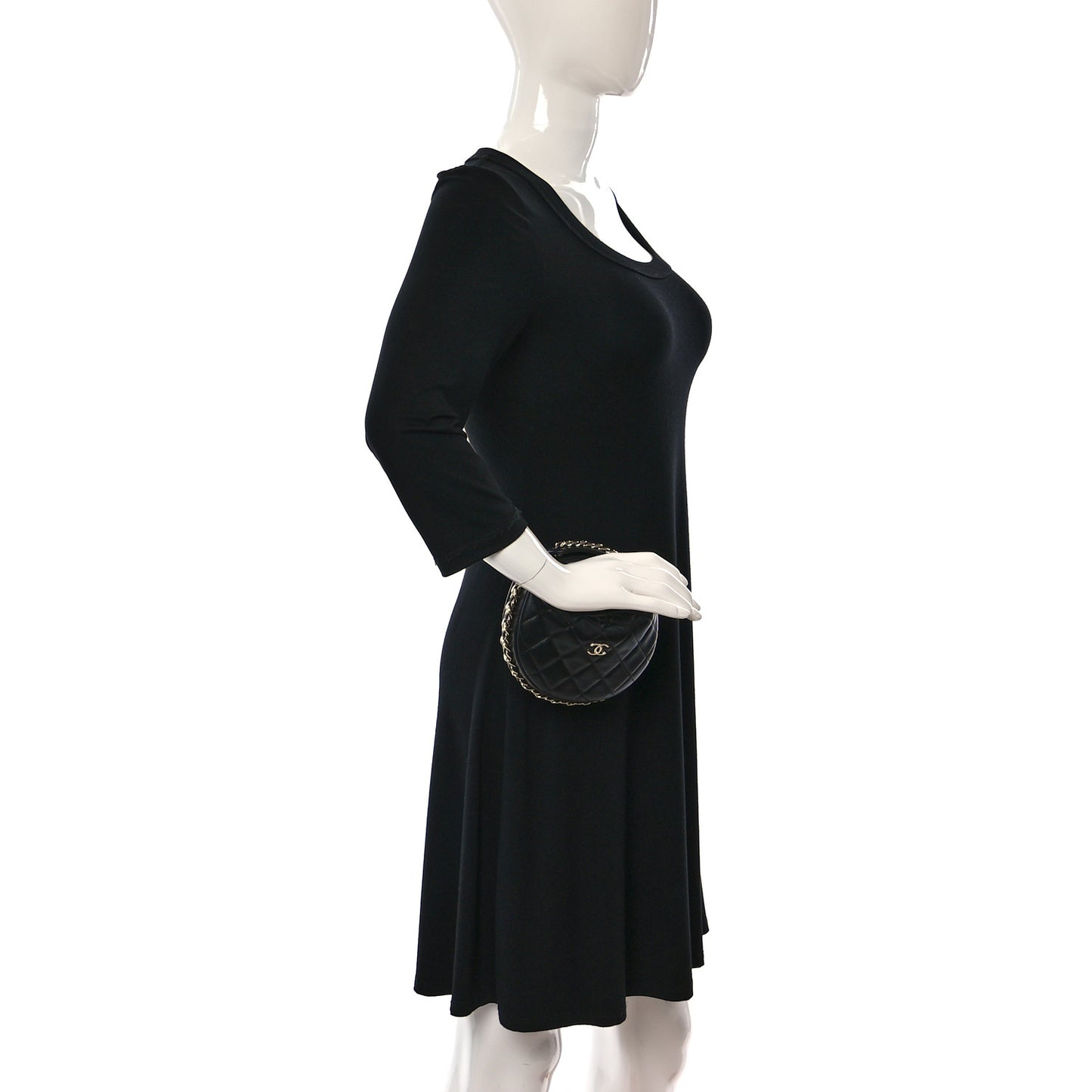 Quilted Chain Around Pouch Black