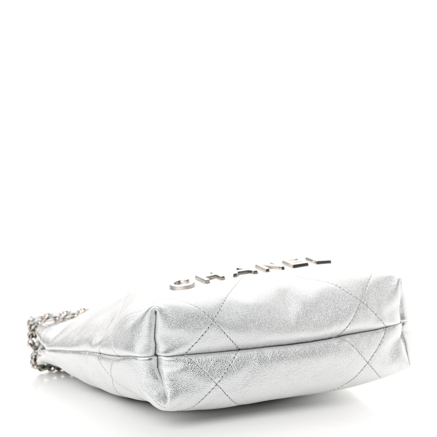 Metallic Lambskin Quilted Mini Chanel 22 Silvery