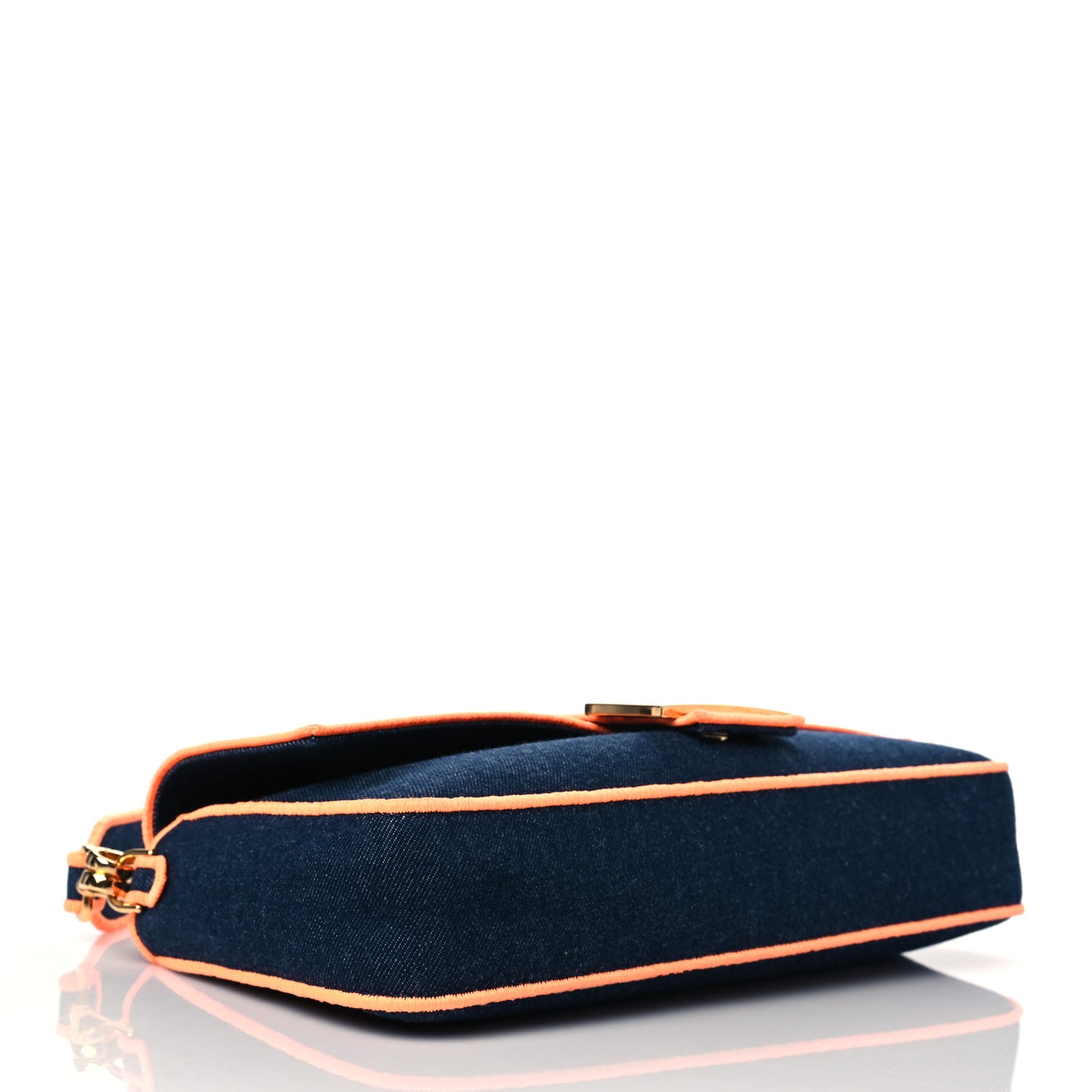 Denim Large Baguette Blue Arancio Fluo