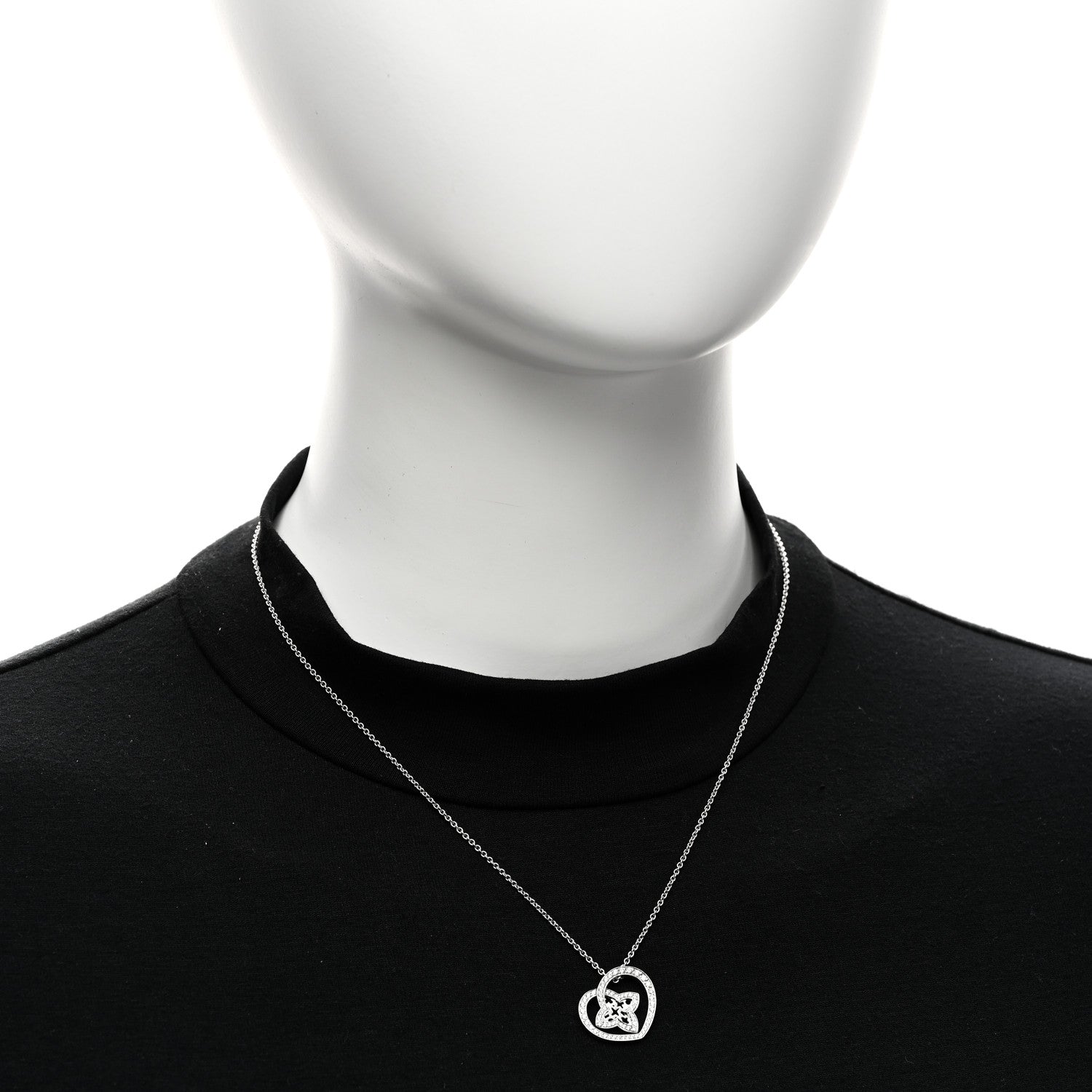 Louis Vuitton 18K White Gold Diamond Small Coeur Heart Pendant Necklace 2 of 6