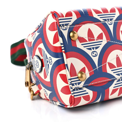 Gucci X ADIDAS Shangai Calfskin Web Trefoil Interlocking G Mini Duffle Bag Red White Blue 9 of 11