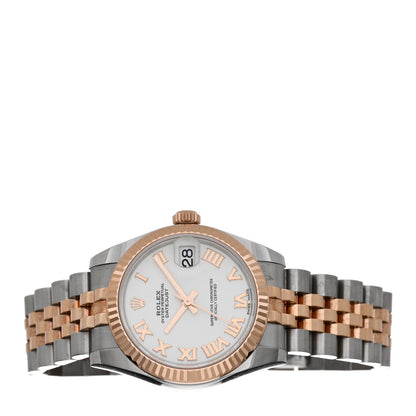 Rolex Stainless Steel 18K Everose Gold 31mm Oyster Perpetual Datejust Watch White Roman 178271 2 of 5