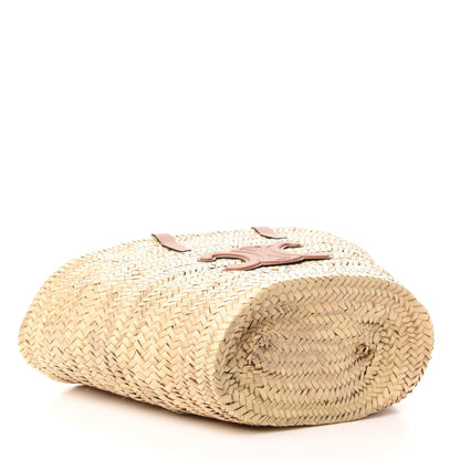 Celine Raffia Calfskin Triomphe Medium Panier Tan 4 of 9