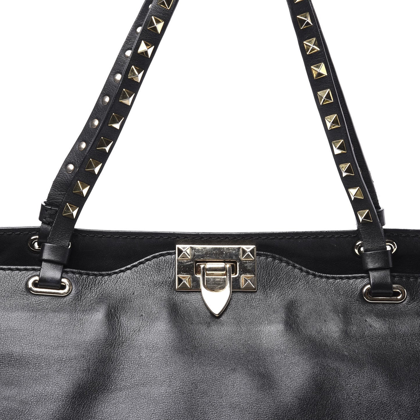 Vitello Medium Rockstud Tote Black