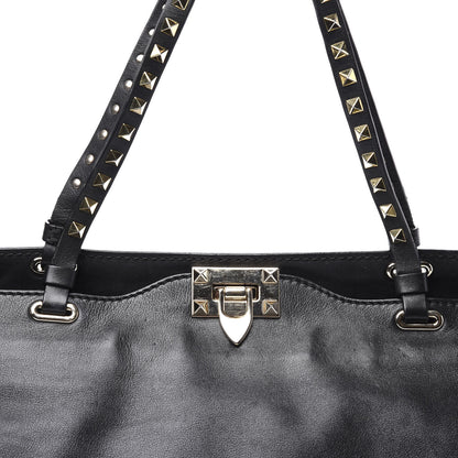 Valentino Garavani Vitello Medium Rockstud Tote Black 8 of 11