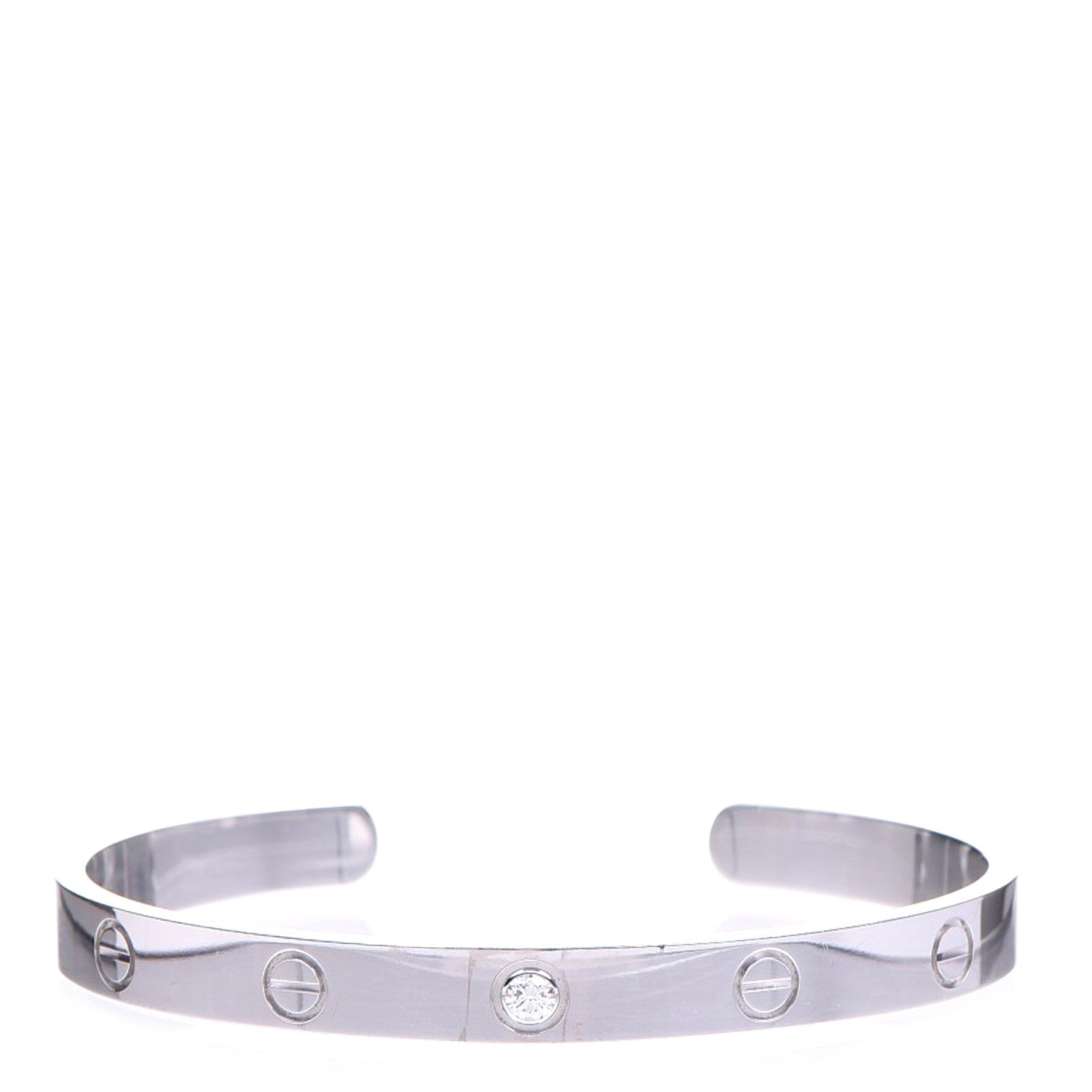 Cartier 18K White Gold 1 Diamond LOVE Cuff Bracelet 18 1 of 4