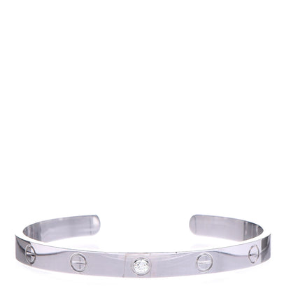 Cartier 18K White Gold 1 Diamond LOVE Cuff Bracelet 18 1 of 4