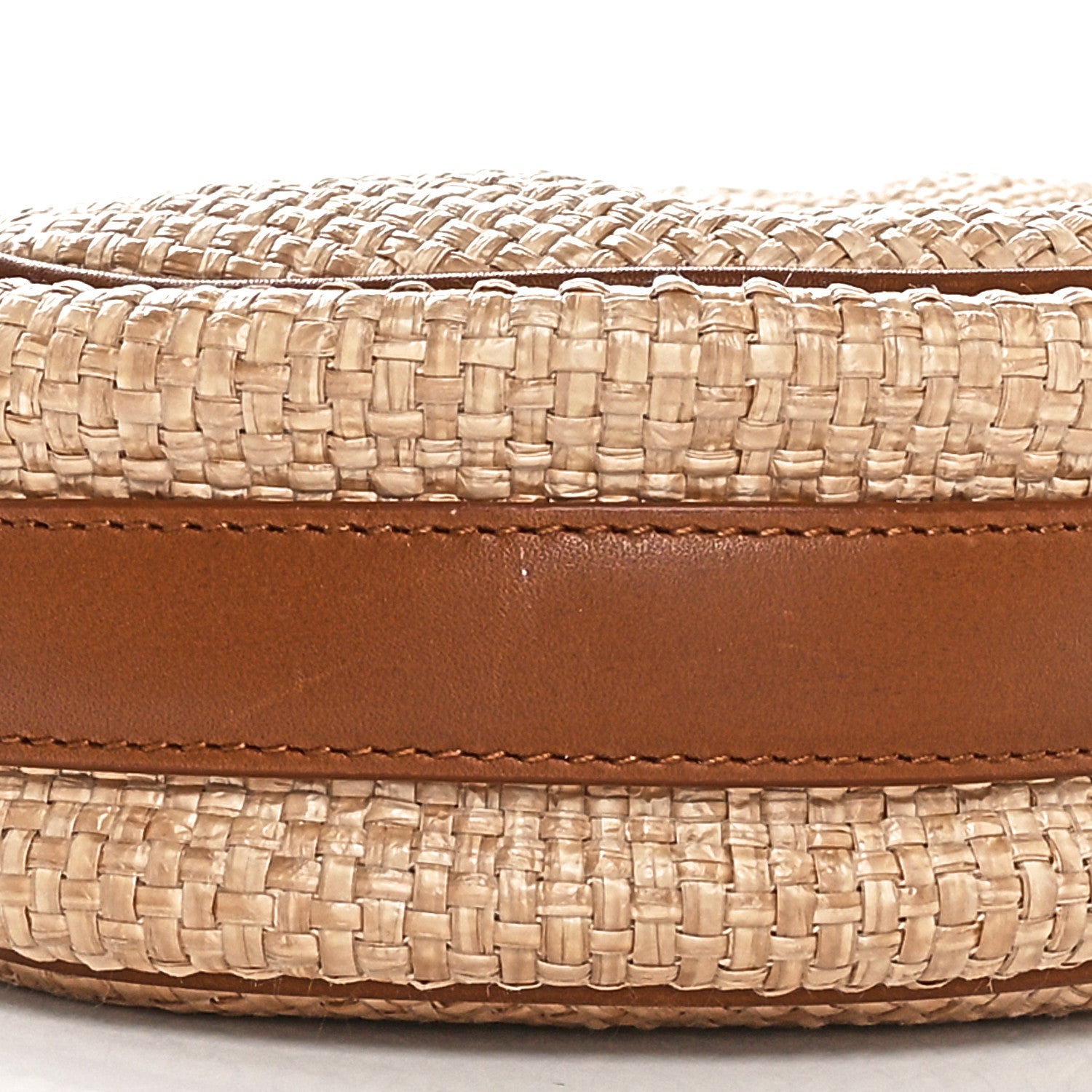 Saint Laurent Raffia Calfskin Round Camera Bag Golden Ecru Brick 9 of 10
