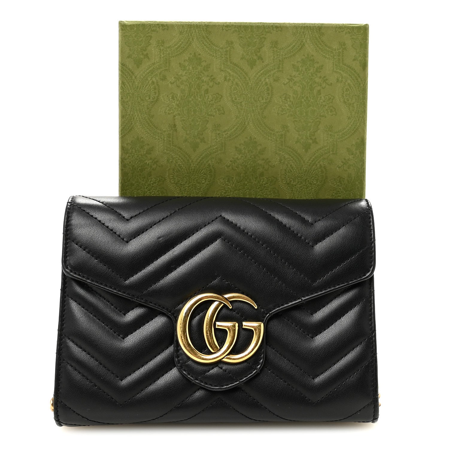 Gucci Calfskin Matelasse GG Marmont Chain Wallet Black 11 of 11