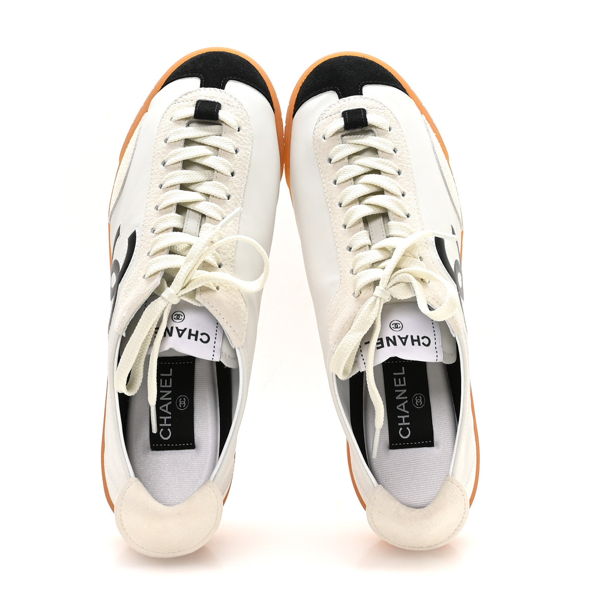 Calfskin Embossed Suede Sneakers 39.5 White Black
