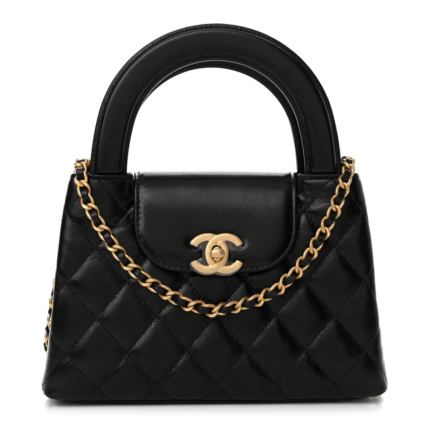 Chanel Shiny Aged Calfskin Quilted Nano Kelly Shopper Black 1 of 11