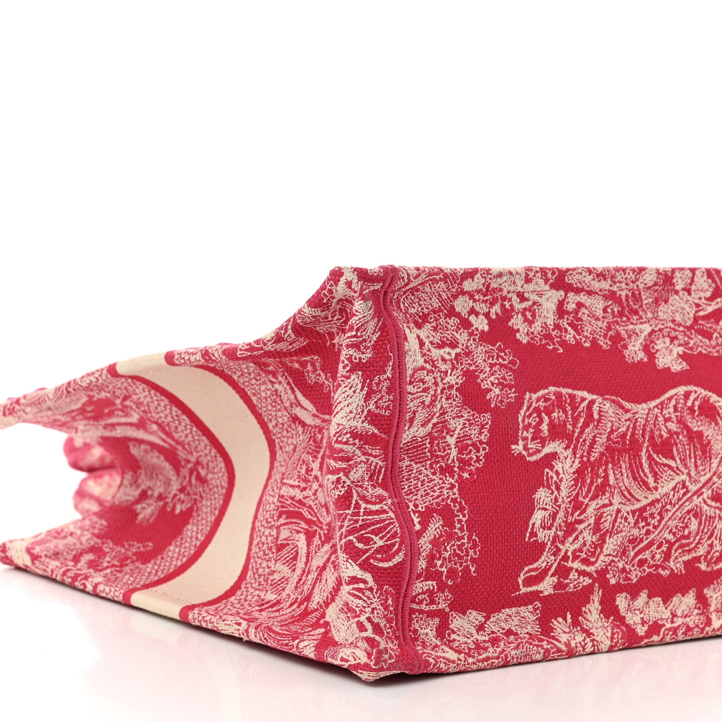 Canvas Embroidered Medium Dioriviera Toile De Jouy Book Tote Raspberry